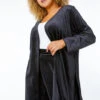Black Curve Velvet Longline Kimono Jacket -Outlet Modi Qube Store e8a892bc 751c 4871 ae57 9bf828ef806c