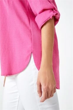 Fuchsia Longline Button Detail Tunic Top -Outlet Modi Qube Store e8d74bdc 5194 4f1d 87e6 8026723d4b9d