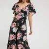 Black Petite Floral Print Maxi Dress -Outlet Modi Qube Store ea66e9d0 3e2e 4a71 8c26 71c259e966a8