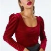 Red Glitter Side Twist Ruched Top -Outlet Modi Qube Store ebc9a10f f57b 404f b872 ff5d2600653f