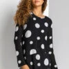 Black Spot Print Layered Asymmetric Tunic Top -Outlet Modi Qube Store ec99e344 98fe 4a83 b92f a9ac53f0f966