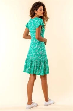 Green Petite Floral Print Ruffle Dress -Outlet Modi Qube Store ecbc18b4 24d0 4615 b237 d76a8b47406d