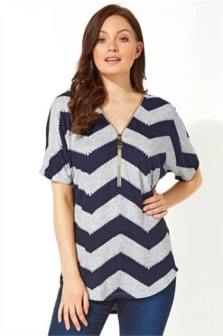 Orange Leaf Print Zip Detail Stretch Top -Outlet Modi Qube Store ee3020fe 3862 4b58 8712 80919b459df0