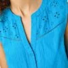 Turquoise Longline Button Detail Tunic Top