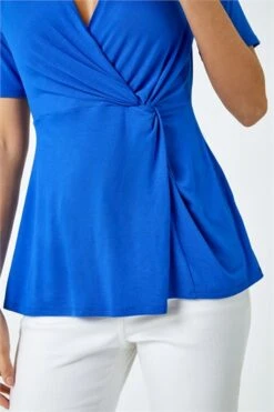 Royal Blue Chiffon Sleeve Stretch Jersey Top