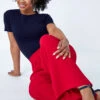 Red Petite Wide Leg Stretch Trousers -Outlet Modi Qube Store ef0c23c8 b7e3 48ed ae34 ecc97f384296