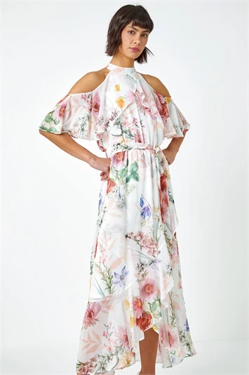 Pink Abstract Overlay Chiffon Maxi Dress 5 Pink Abstract Overlay Chiffon Maxi Dress - Image 3