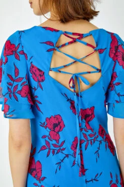 Blue Floral Tiered Sleeve Maxi Dress -Outlet Modi Qube Store f03dee97 590e 4946 b662 d552eb1726c5