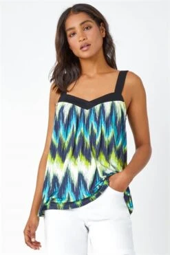 Lime Zig Zag Print Stretch T-Shirt -Outlet Modi Qube Store f20e6420 abc0 4e70 b2a6 d5d338ed88bc