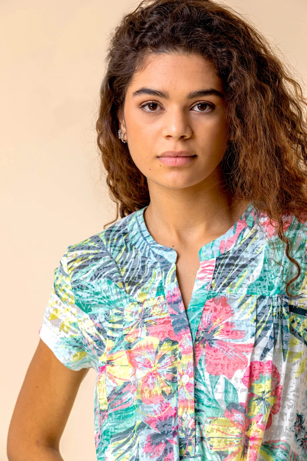 Multi Tie Hem Tropical Print Top 6 Multi Tie Hem Tropical Print Top - Image 4