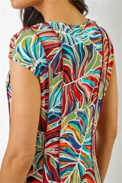 Red Sleeveless Floral Panel Stretch Dress -Outlet Modi Qube Store f3fb9ece f1bb 4c57 a5b0 1954bb677987