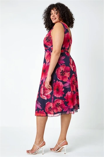 Pink Curve Floral Print Chiffon Overlay Top 5 Pink Curve Floral Print Chiffon Overlay Top - Image 3