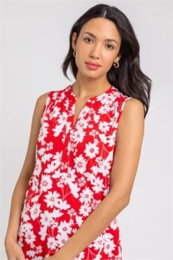 Red Floral Print Chiffon Overlay Top -Outlet Modi Qube Store f5ee547c 921f 485b b1d6 f28cb6dfeac0