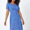 Royal Blue Petite Ditsy Floral Tie Neck Dress -Outlet Modi Qube Store f616060f 6f2d 441a b078 2f7cad4338cc