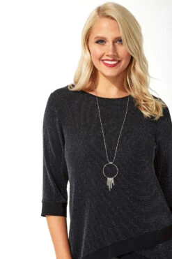 Black Necklace Trim Shimmer Top -Outlet Modi Qube Store f8957ce2 6a73 41ed 991a b29fcce7c37d