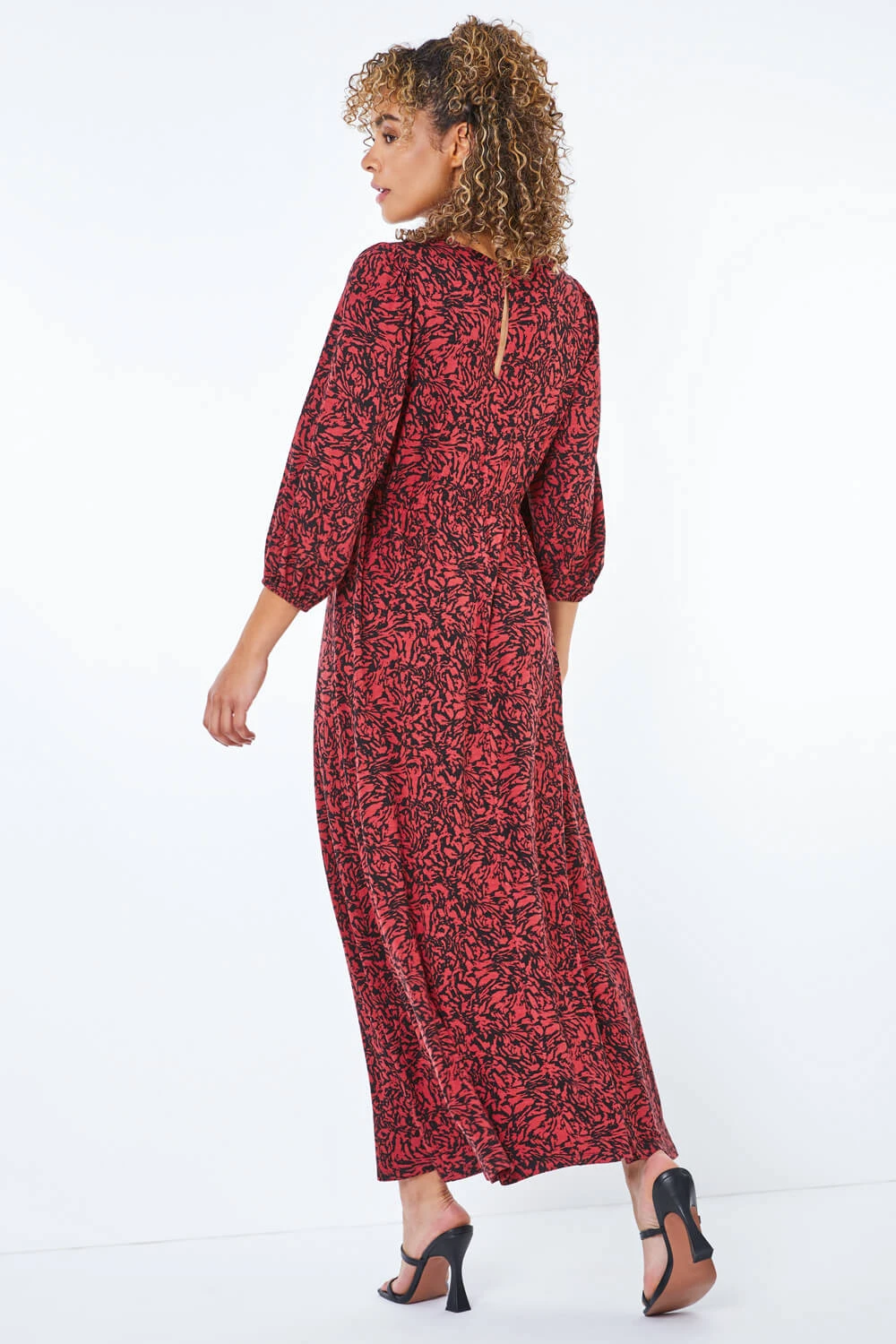 Rust Petite Floral Print Stretch Midi Dress 5 Rust Petite Floral Print Stretch Midi Dress - Image 3