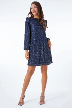 Navy Sequin Embellished Dress -Outlet Modi Qube Store fabea4ac 0d9a 40bd b8d9 a95b860bde76