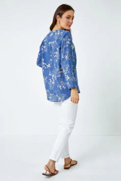 Blue Cotton Floral Print Overshirt -Outlet Modi Qube Store fb0a47b8 bde9 4ca2 a846 2ad5f6578c19