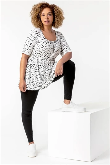 Ivory Curve Spot Print Gathered Top 7 Ivory Curve Spot Print Gathered Top - Image 5