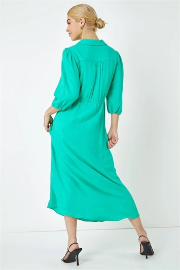 Green Cowl Neck Ruched Midi Dress 5 Green Cowl Neck Ruched Midi Dress - Image 3