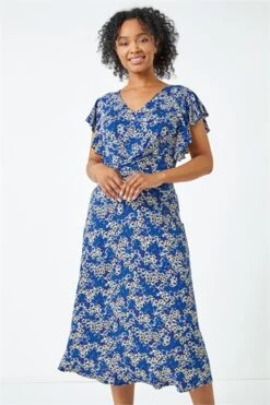 Navy Petite Floral Print Stretch Dress -Outlet Modi Qube Store fc70f14b 1375 4a49 a544 2966e7ef419b