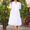 White Cotton Tiered Smock Dress -Outlet Modi Qube Store fc884b0e 1553 4105 bc86 f4cd21e83153