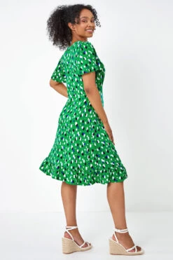 Green Petite Spot Frill Hem Stretch Dress -Outlet Modi Qube Store fcdb6788 ee30 408d 952b 1904d369184e
