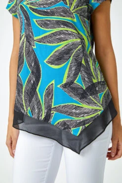 Turquoise Palm Leaf Chiffon Hem Asymmetric Top 11 Turquoise Palm Leaf Chiffon Hem Asymmetric Top -Outlet Modi Qube Store fd648141 6a66 475f 8b3c cd03fbef4302