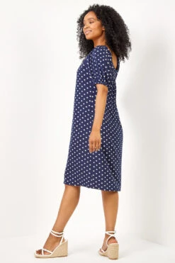 Navy Petite Spot Print Jersey Tunic Dress -Outlet Modi Qube Store fd874a0c b907 4272 b2de f9cc96a26c98