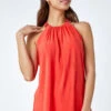 Coral Tie Back Halter Neck Trim Detail Stretch Top -Outlet Modi Qube Store fe0bed20 8c82 423d a353 bbf8c39bba97