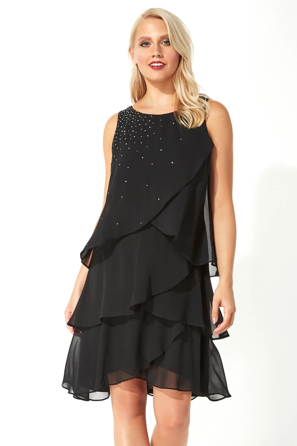 Black Embellished Frill Swing Dress 3 Black Embellished Frill Swing Dress